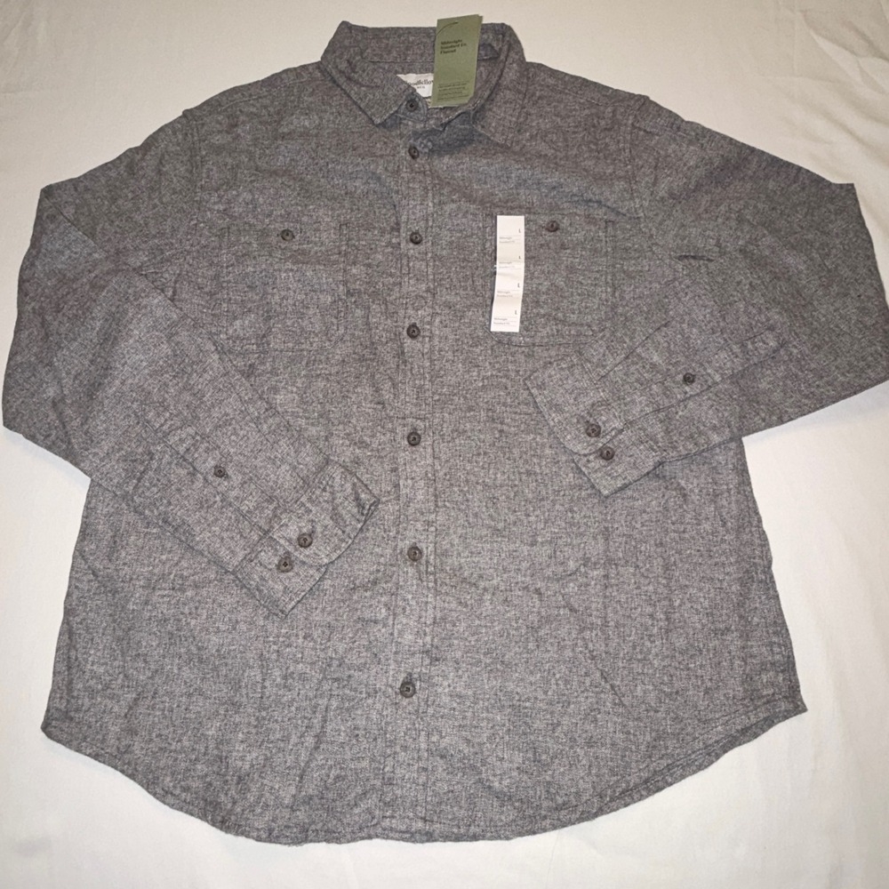 Goodfellow & Co Flannel Shirt Mens L Gray NEW Midweight Standard Fit